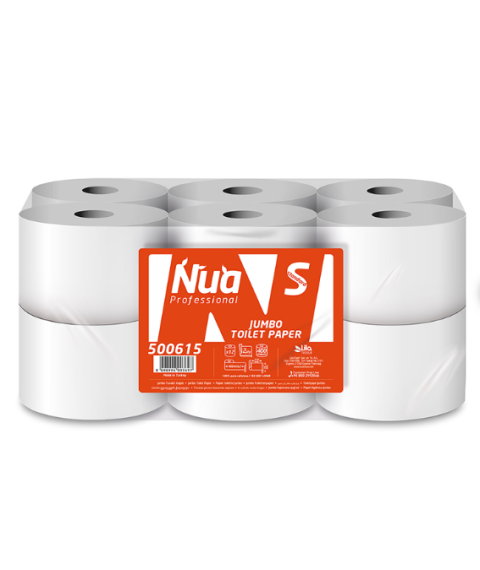 Hirtie igienica din Cellulosa premium Mini Jumbo, 2 pliuri, 100 m NUA Proffesional 1/12, 500615